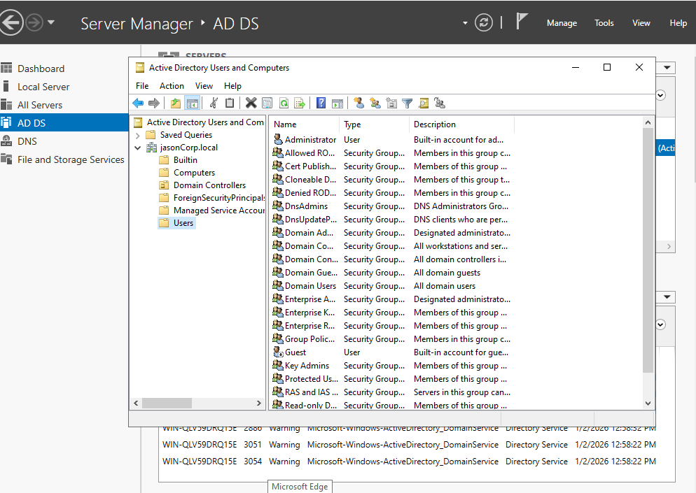 example that shows AD DS and DNS