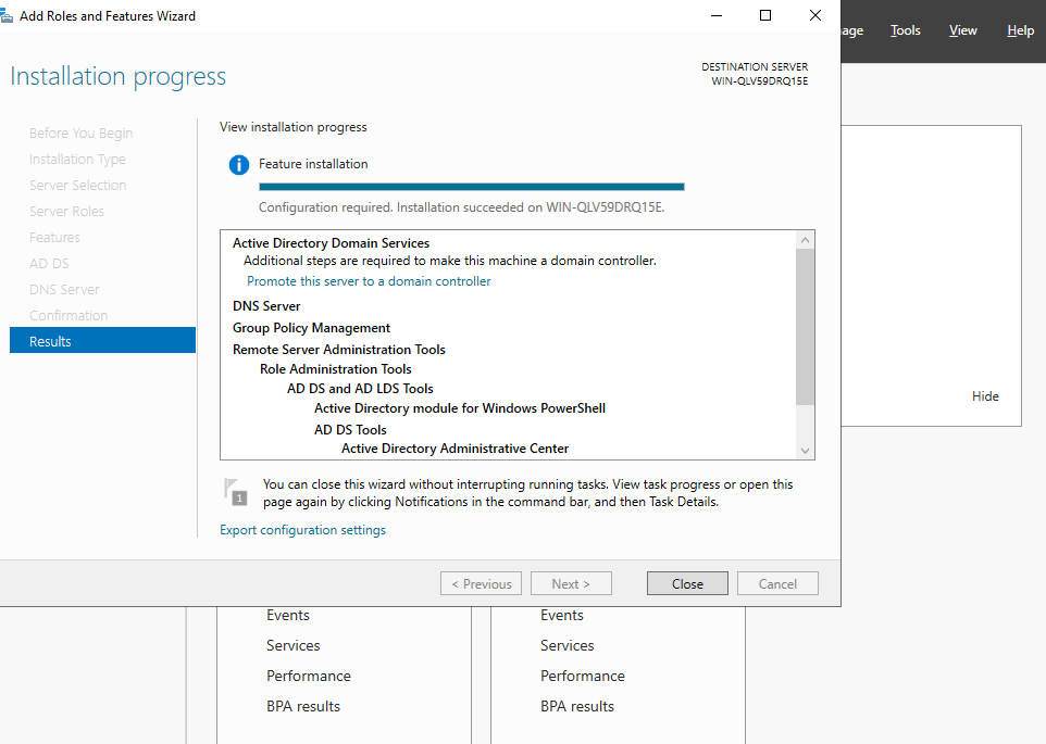 finish downloading AD DS