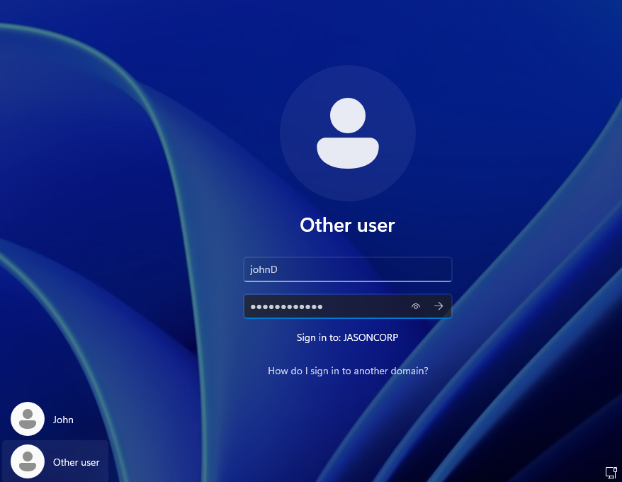 logging into the domain
