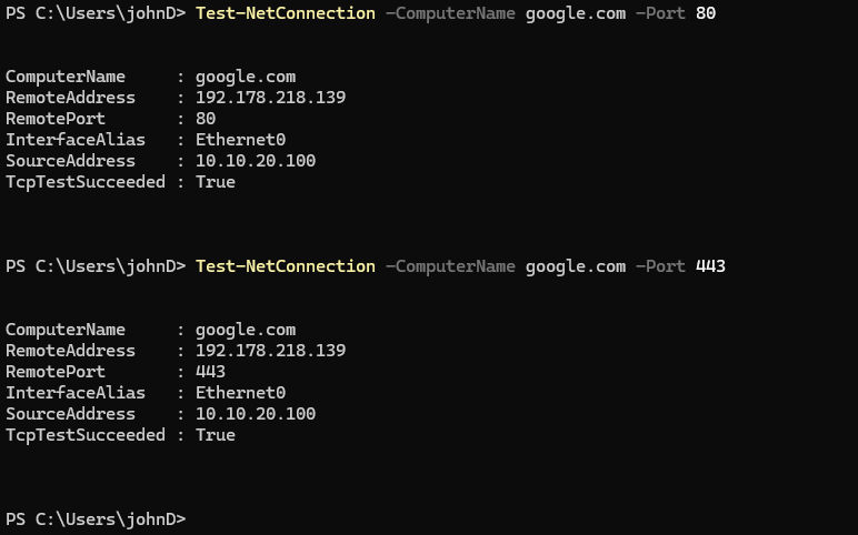 testing 443 and 80 port