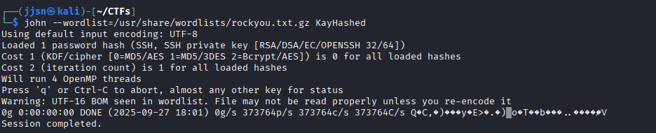 error when using john