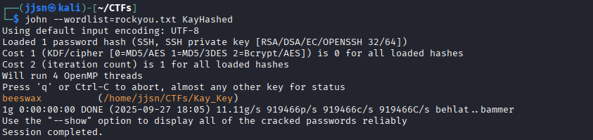 success when using john