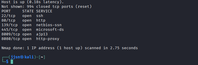 nmap results